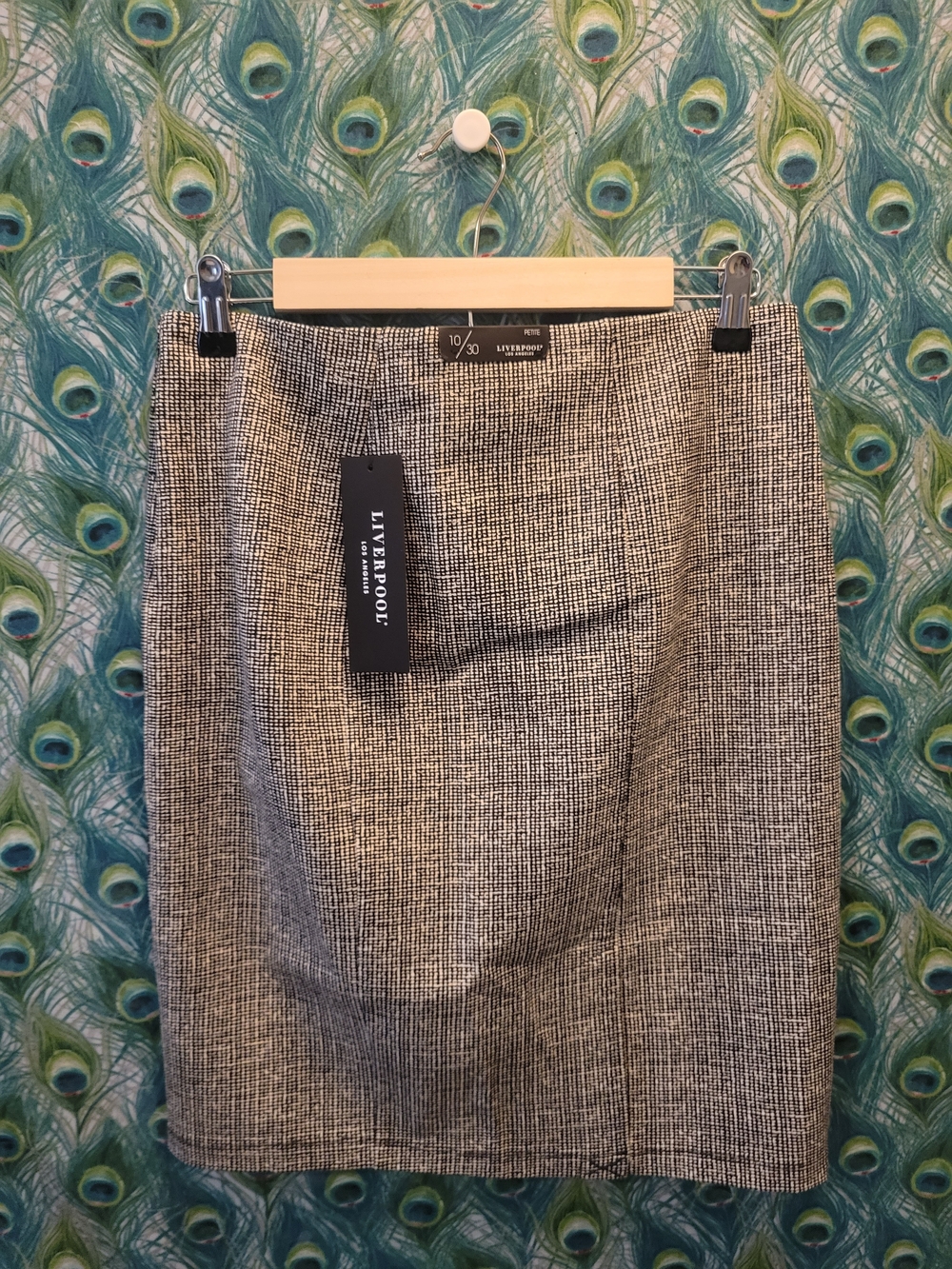 Liverpool Black and White Tweed Pencil Skirt